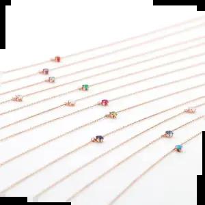 큐빅목걸이 실버 92.5 탄생석 컬러 큐빅 은 체인 목걸이