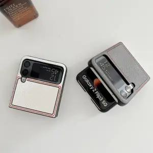 갤럭시Z플립4 Z플립3 토미 라인 레더 하드 범퍼케이스