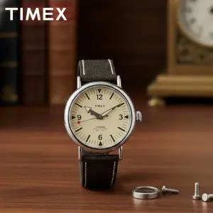 [타이맥스]스탠다드 빈티지 심플 가죽밴드 남자손목시계