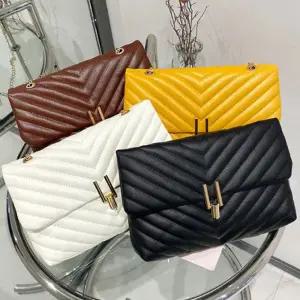 여성 모임 동창회 무지 사선 퀼팅 체인 핸드백