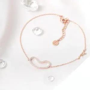 14K GP 큐빅 하트 로즈골드 체인 패션 발찌