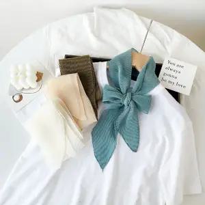 얇은 스프링 주름 스카프 플리츠 단색 여름 미니 목