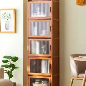 주방 원목 틈새장 부엌 그릇장 찻잔 틈새진열장 진열장 유리장