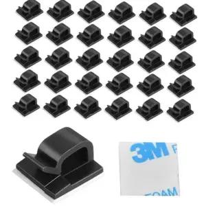 굵은 선 정리 클립 무타공 접착식 컴퓨터 차량용 전선 고정 부착 케이블 홀더 검정 30개 1세트
