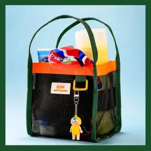 목욕 사우나 샤워가방 수영장 워터파크 사각 샤워 망사가방 매쉬백 큐브박스1,8 카키오렌지B 사계절