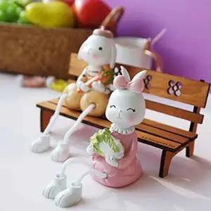 앉은 배추 당근 토끼 2P세트 미니어처 장식인형 (KYR-WBD25F0)