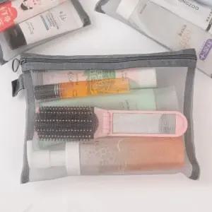 여행용 메쉬파우치 사각 다용도 지퍼백 뷰티소품 미용재료 화장품 가방