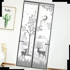 문모기장 사슴 그레이 현관 방문 자석 모기장 100X200cm