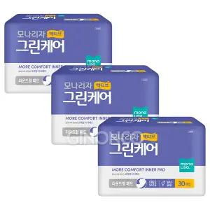 모나리자 액티브 그린케어 라운드형패드(30개입) 3개 속기저귀 성인기저귀