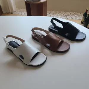 제작 사이드 트임 찍찍이 스트랩 낮은굽 샌들Y