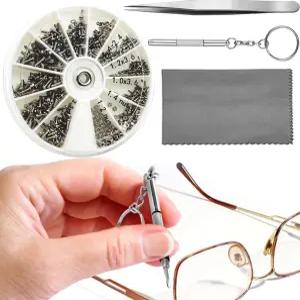 TICFROG 600PCS 안경 수리 키트 작은 나사 너트 범용 드라이버가 포함된 도구 수리용 정밀 선글라스 보석