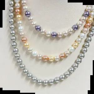 화이트핑크진주목걸이 시후주얼리 컬러 핵진주 목걸이 8mm NS060N