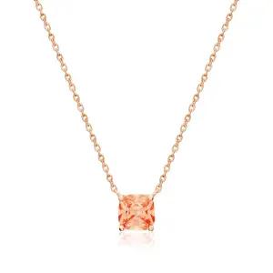 18K 샤인 쿠션컷 컬러큐빅 샴페인 체인 목걸이 MNN38918