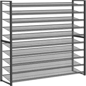 수녀노 신발장 롱 신발 정리함 맥스 62켤레 10단 금속 보관 선반 차고 입구 블랙용 5단 스태커블 보유