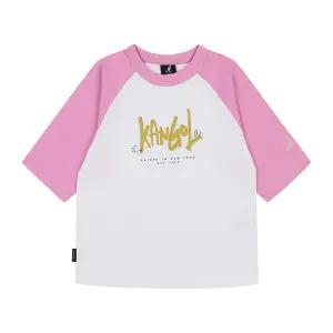 3/4슬리브 컬러 블록 라글란 티셔츠 RA 0203 핑크