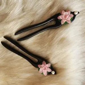 혼 한복 주 전통 올림머리 비녀 박달나무 머리핀 뒤꽂이 국악 [fFLM6BY]