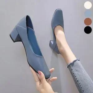 여자 구두 스틸레토 신발 펌프스 하이힐 면접구두 사각 앞코 펌프스힐 낮은굽 미들힐 정장 가죽슬링백