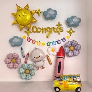 (입학 풍선세트) 입학식 풍선 장식 포토존 세트 아기오리와 크레파스