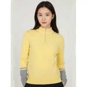 [올포유] 여성 울캐시 배색 방풍 반집업 니트 AWSHLA187-203_G