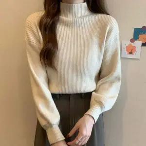 부드러운 FL06PN29 목폴라 깔끔한 베이직 골지 니트 목니트