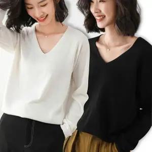 20대 YP67MJ24 30대 여성 얇은 상의 편한 브이넥 니트 티셔츠