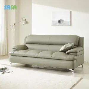 데코라인(매장상품) 콤마 3인 가죽소파 그레이