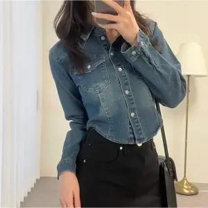 여성 NJ74OC31 3컬러 Y2K 감성 크롭셔츠 포켓 셔츠 슬림 남방