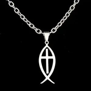 기독교 상징 물고기 펜던트 목걸이 45cm 길이 기도십자가 자동차룸미러걸이 십자가목걸이