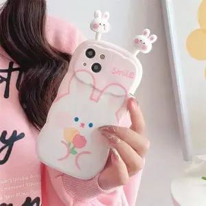 유니블링 아이폰 14 13 12 11 토끼 피규어 흔들 안테나 케이스