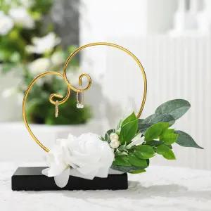 결혼식용 티니유 웨딩 링 베개 홀더 하트 모양 결혼식 바구니 플라워 걸 박스와 금걸이 스탠드 전시