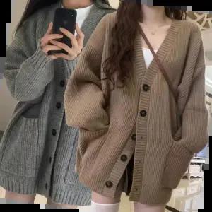 포켓가디건 여성 외출 사무실 간편 아우터 루즈핏 니트 가디건