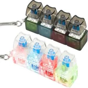 스트레스 해소를 위한 키 체인 4-in-1 키캡이 있는 키패드 피젯 장난감 불 2개 시끄러운 키보드 클리커