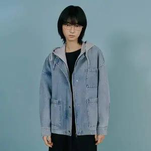 [LAP](김해점)후드 배색 워싱 포켓 데님 자켓 AS1DZ260