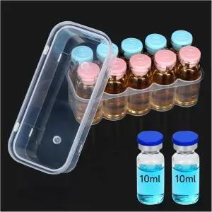 Firdge용 DawnBox 10ml 바이알 홀더 펩타이드 케이스 냉장고용 10샷 및 인슐린 정리함 10mL 유리 바이알용