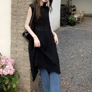 롱조끼 트임 민소매 레이스 레이어드 원피스 겸용 VYg6+5ZSz