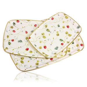 딸기넝쿨 하이바 쟁반 3P 화이바 트레이 사각쟁반 세트