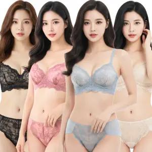 비너스 자스민 노와이어 브라 팬티 세트 여성 속옷 광폭 날개 여자 편한 심리스 섹시 A B C 컵 렛 JBR8003S