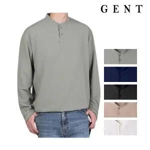 [겐트옴므]남성용 오버핏 투버튼 헨리넥 긴팔 티셔츠_GT203_001K