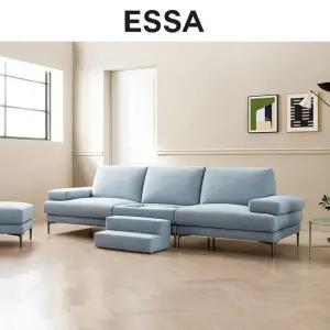 [에싸] 파밀리아 4인 러스티카 패브릭 반려견 소파+스툴