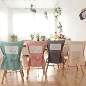 식탁의자 의자 등받이 커버 덮개 식탁 린넨 등커버 천갈이 셀프 리폼 주방 데코 패브릭 카페 책상 사무용 커피 가게 식당 원목