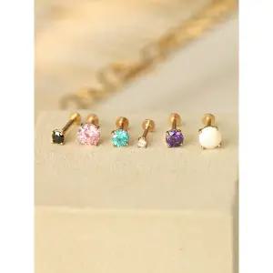 [미니멀피어싱]14K 인터널 네발 컬러 큐빅 라블렛 피어싱