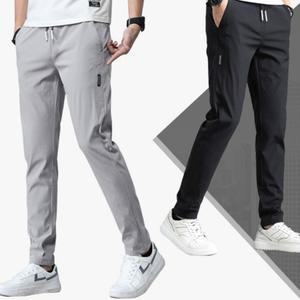 남자 허리밴딩 트레이닝바지 무지 일자 아이스 편안한 여름 아웃도어 팬츠