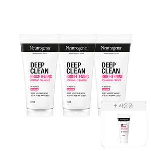 뉴트로지나 NEW 딥클린 브라이트닝 포밍 클렌저 150g, 3개+증정(인텐스 리페어 시카 에멀젼 15ml, 1개)