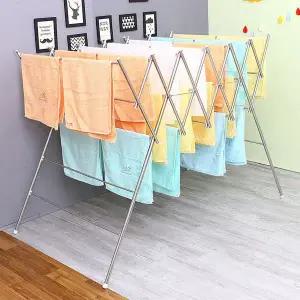 [이오스트]W형 빨래건조대 7단 스텐레스 접이식 이불 수건 베란다 빨래걸이..
