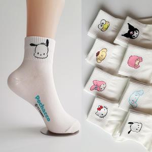 산리오 여성양말 8종세트 헬로키티 마이멜로디 폼폼푸린 케로피 포차코 시나모롤 트윈스타 쿠로미 밴드양말