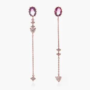 제이로렌 91M02818 퍼플큐빅 로즈골드 드롭귀걸이
