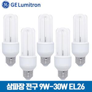 GE루미트론 삼파장 컴팩트 EL 전구 9W 12W 15W 20W 25W 30W E26램프 X 5개