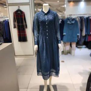 [모다아울렛][조순희]고급스러운 봄가을 고무자수 원피스 JMFO310  BG_BP