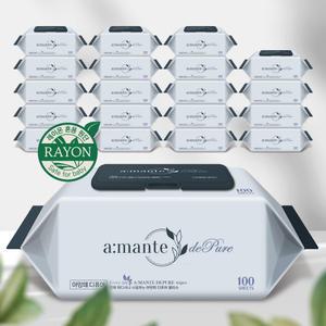 아망떼 디푸어 대용량 아기물티슈 엠보싱 캡형 100매 20팩