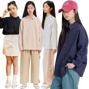 [미니로이]히든 블라우스 주니어 카라 기본 셔츠 여아 아동 초등학생 아동복